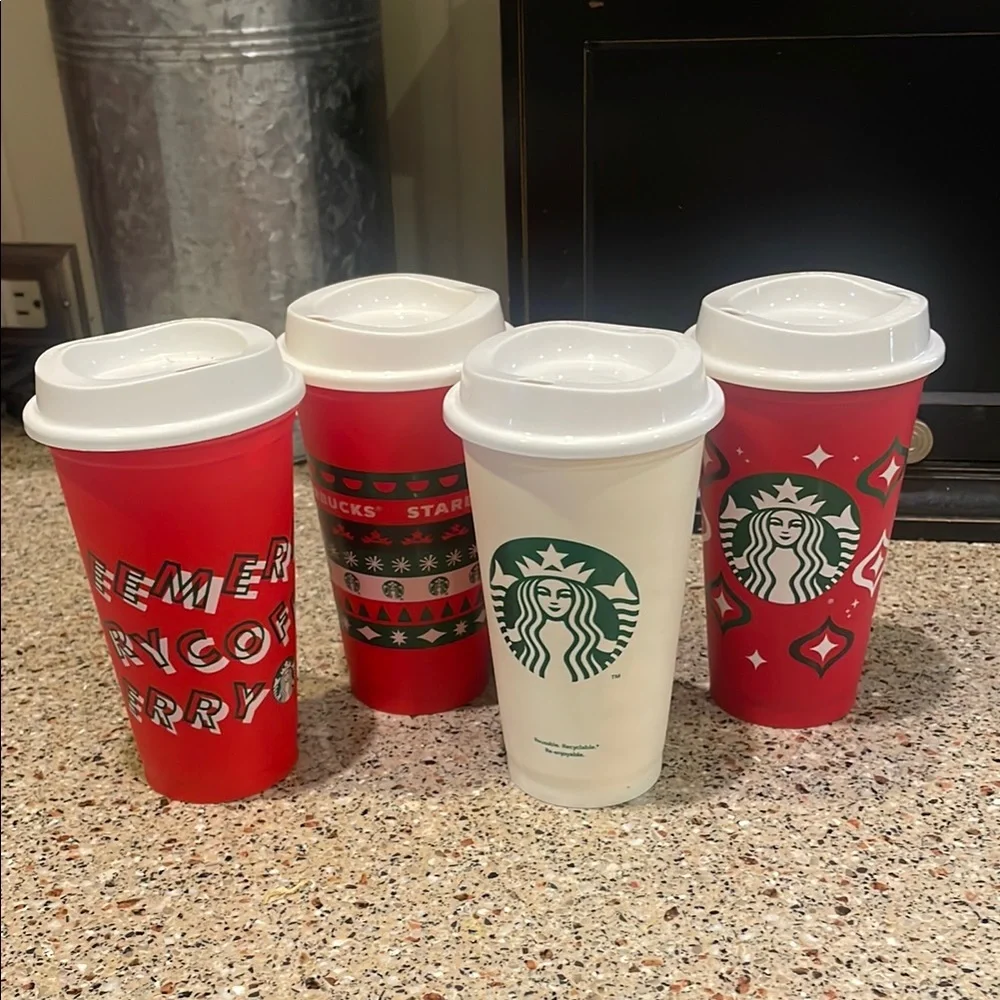 Starbucks Coffee Cups Lid Set Reusable Recyclable Collection Daily Use Beverages